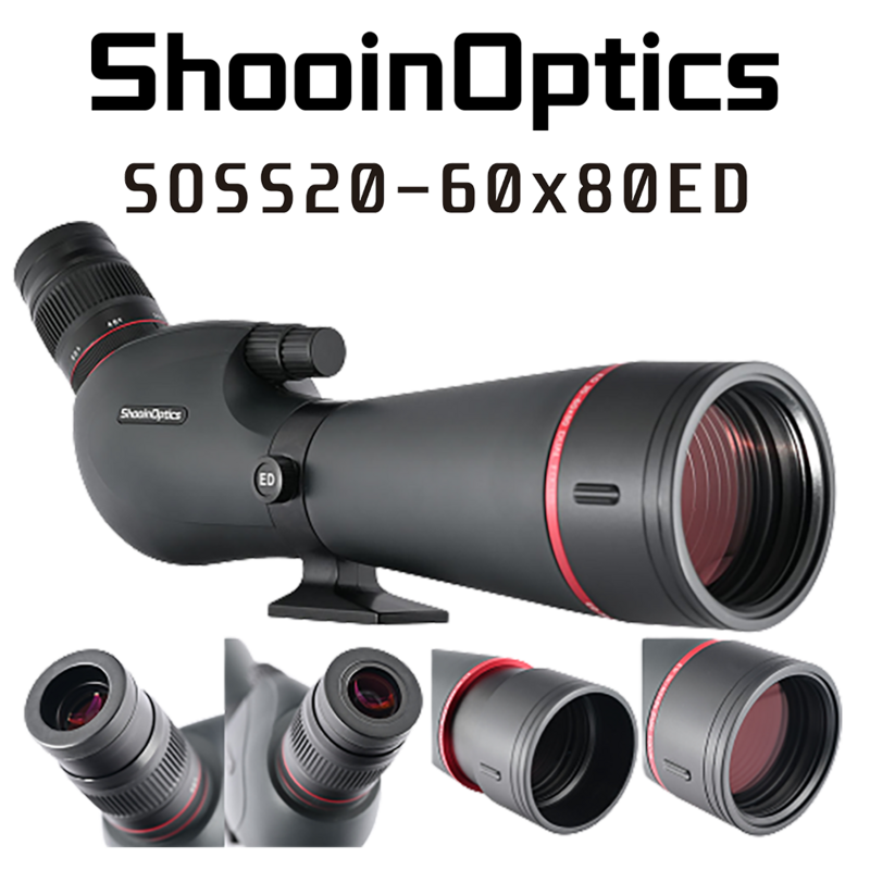 Shooin Spotting Scope 20-60x80 ED 80ED Glass Fieldscope Outdoor Telescope Monocular For Bird Watching Hunting Shooting