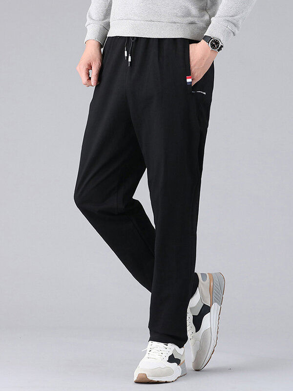 Spring Summer Straight Cotton Sweatpants Men Sportswear Casual Long Track Pants Male Loose Joggers Trousers Plus Size 8XL