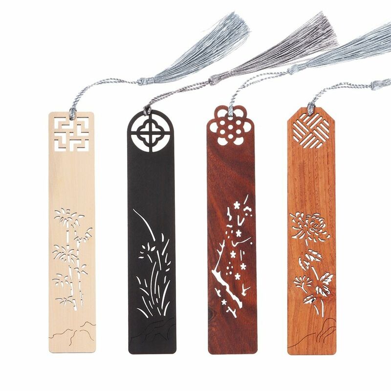 Segnalibri Vintage Set di segnalibri per segnalibri vuoti in stile cinese segnalibri fatti a mano naturali segnalibro in legno intagliato segnalibro in legno