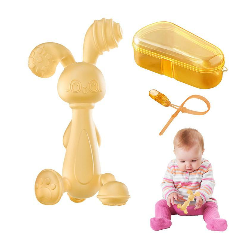 Juguete de mordedor de conejito en forma de tubo de dentición, juguete sensorial para alivio de la dentición, juguete de viaje para bebés, niños y niñas