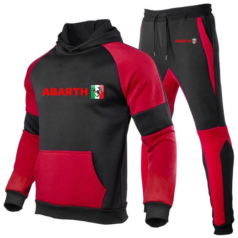 2024 Abarth wiosenna i jesienna męska wysokiej jakości moda rozrywka drukowanie dopasowana kolorystycznie bluza z kapturem + spodnie dresowe nowy garnitur Stly