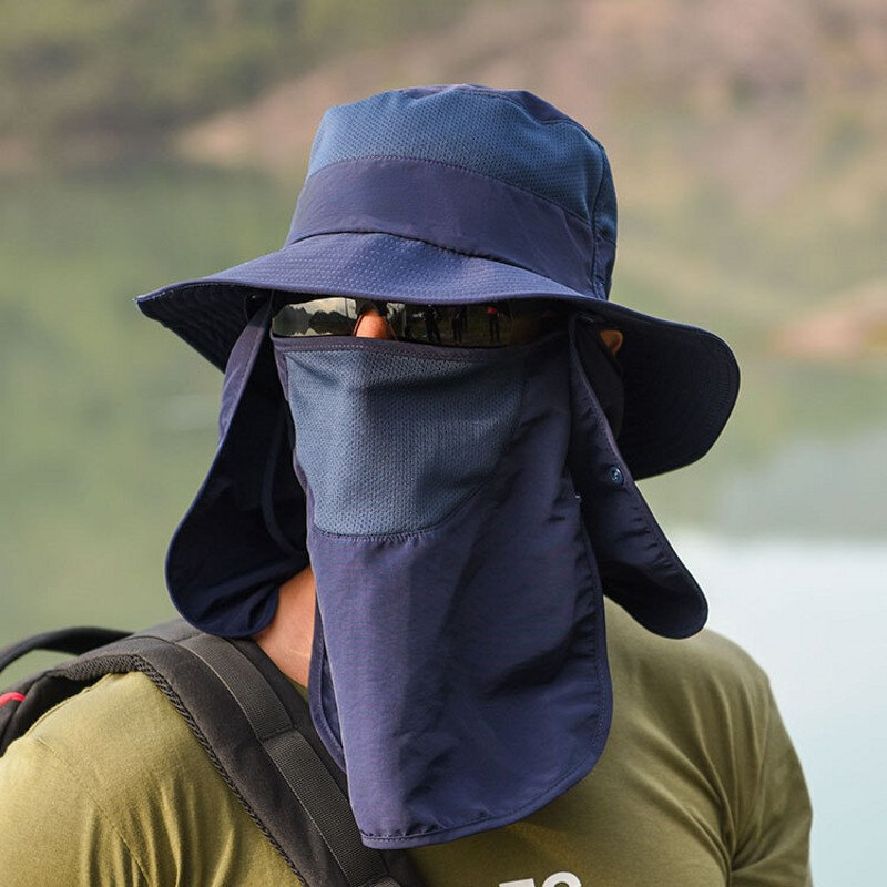 Proteção UV Sun Hats para homens e mulheres, Outdoor Hunting Fishing Cap, Caminhadas, Viseira de Campismo, Chapéu de Pescador Removível, Verão