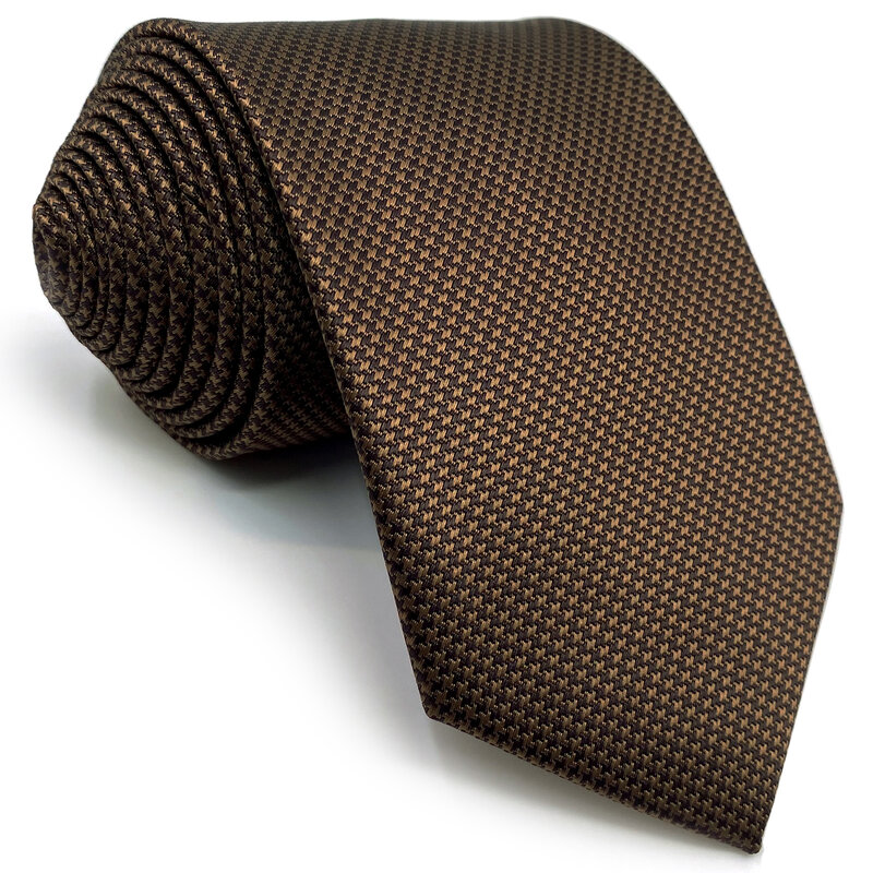 U27 cravatta pied de poule marrone Set cravatte classiche fatte a mano da sposa di dimensioni Extra lunghe per uomo Hanky