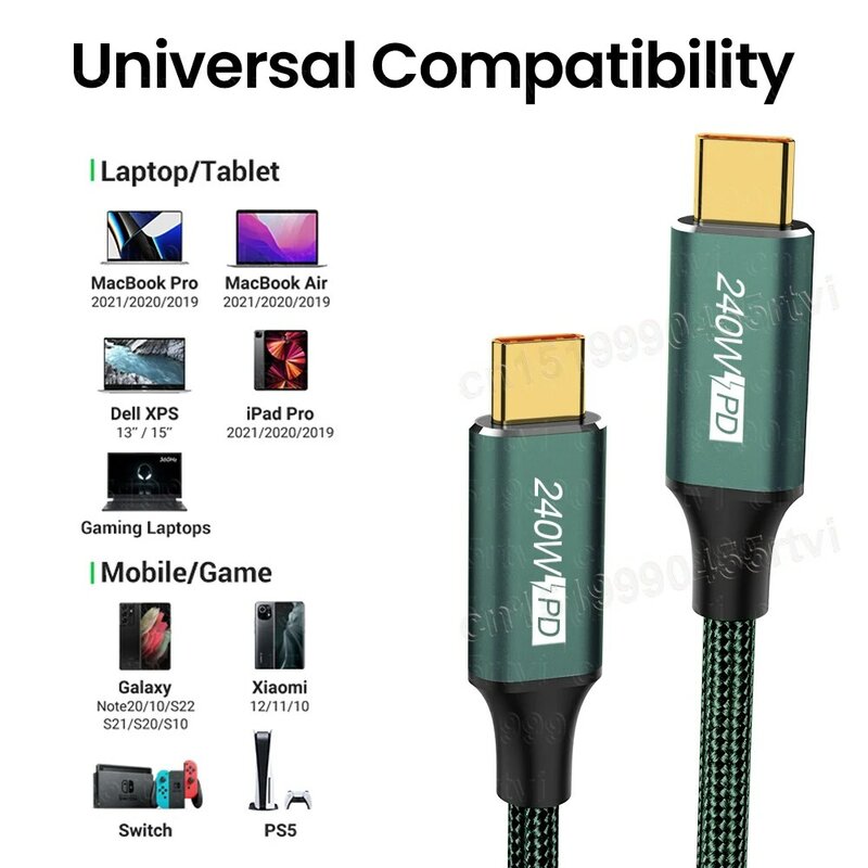 Cable de carga rápida USB tipo C a C, 240W, PD3.1, para iPhone 15 Plus Pro Max, PS5, Switch, Samsung, MacBook 5A
