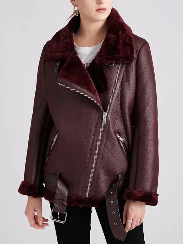 2023 Winter Coats Women Thick Faux Leather Fur Sheepskin Coat Female Fur Spliced Jacket Aviator Outwear Casaco Feminino