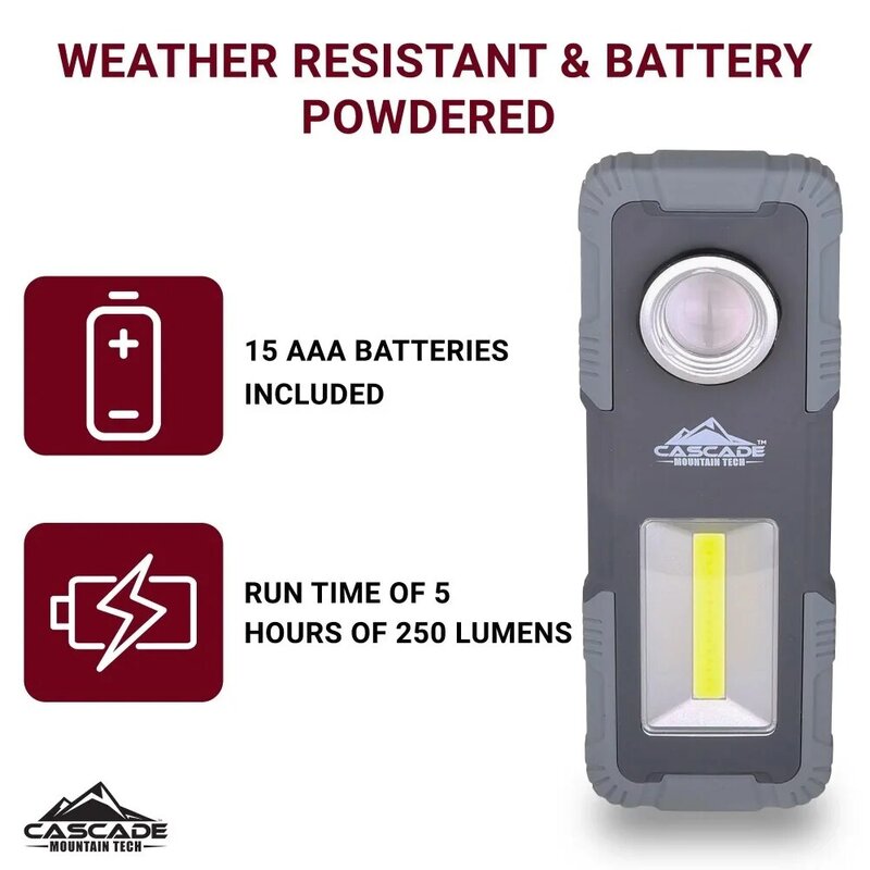 250-Lumen LED Camping Flashlight, AAA Batteries, LED Light Bulb, 5 Pack  Work Light  Searchlight