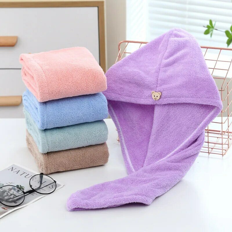 Bonnet de douche en microcarence à séchage rapide pour femme, serviette pour cheveux longs, bonnet de bain doux, turban pour femme