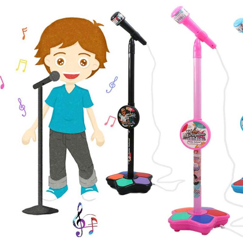 Microphone d'entraînement cérébral pour enfants, dos avec support, lumière LED, jouets de musique, chant, chanson, jouet