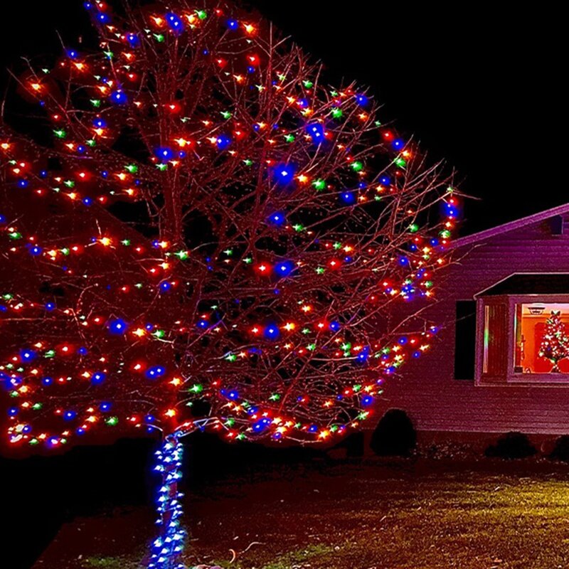Lampu LED Remote Control warna-warni lampu pohon Natal Halloween tahan air portabel lampu LED dengan colokan AS mudah dipasang