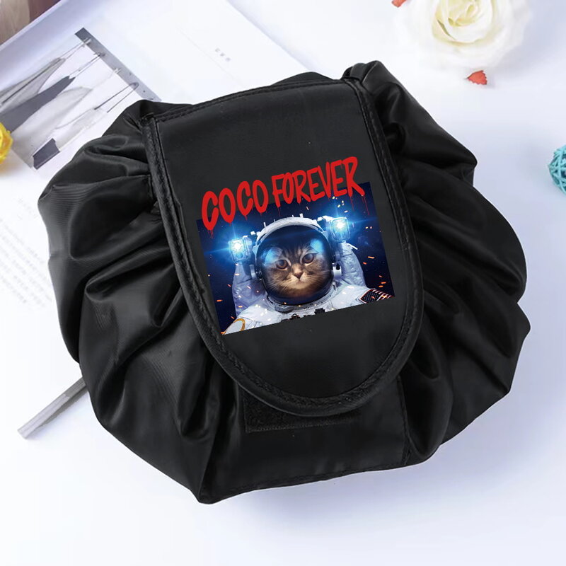 Borsa cosmetica borsa cosmetica coulisse portatile per ricevere il dispositivo magico borsa cosmetica portatile con stampa astronauta semplice da viaggio