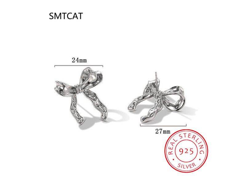 S925 Sterling Silber Schleife Ohr stecker für Frauen koreanischen Bowknot Herzform Blume Ohrring Mädchen Party Luxus schmuck
