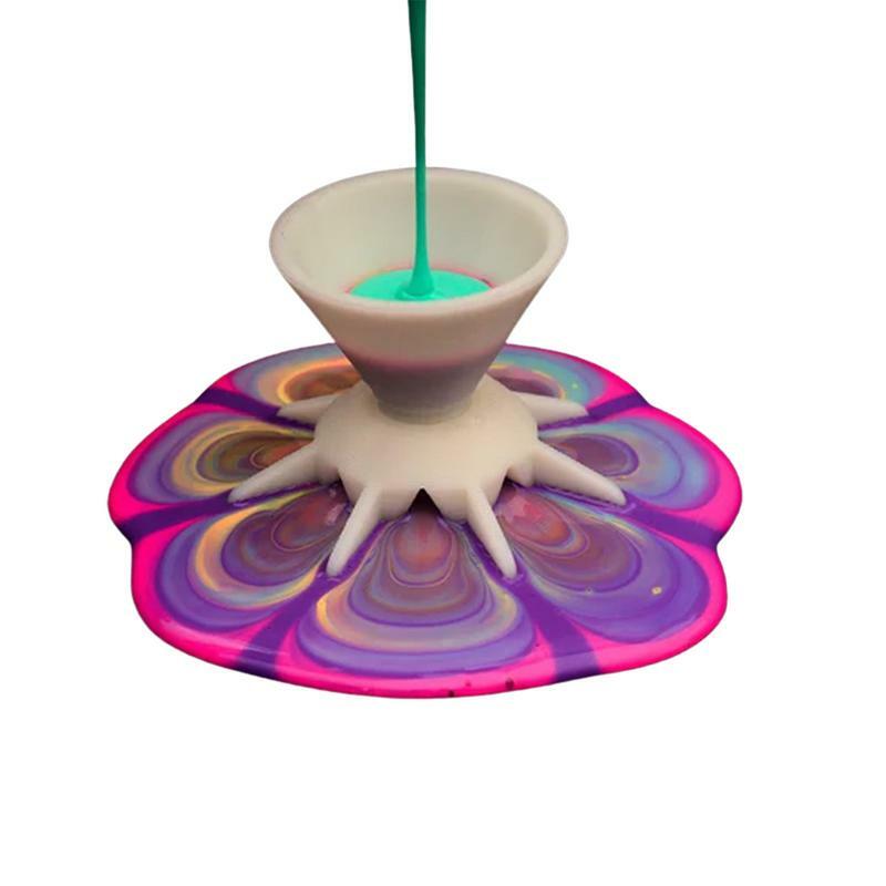 Split Cups Paint Pouring Mini 7-Leg Funnel Split Cup For Acrylic Paint Pouring DIY Making Pour Painting Supplies Flower Pattern