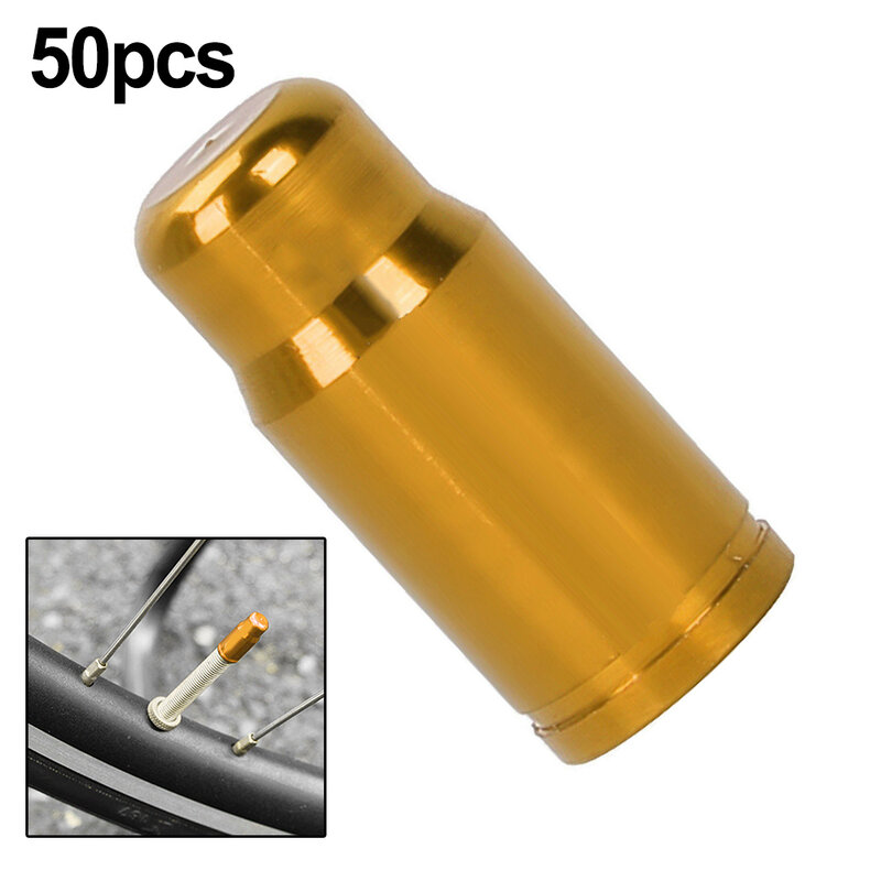 50pc Premium Aluminum Alloy Anodized Bike Tire For Presta Air Valve Anti-dust Cover Gold Outdoor Cycling Accessories Durable