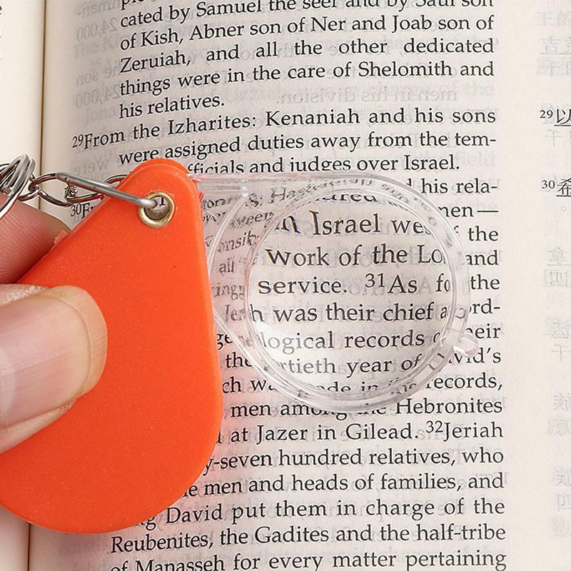 Folding Magnifier Small Handheld Folding Keychain Magnifier Portable Orange Magnifying Lens For Old People
