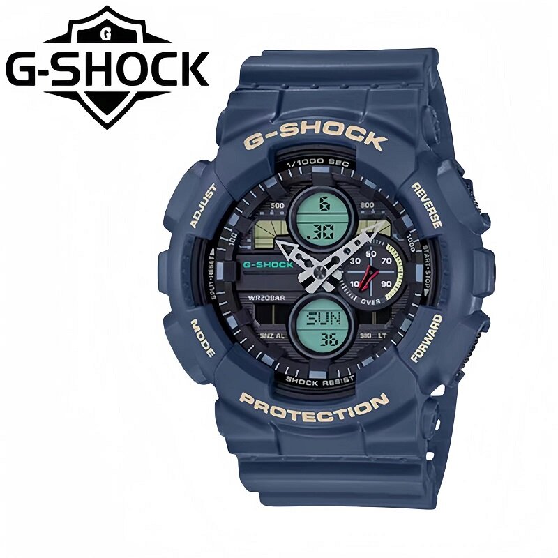 G-SHOCK jam tangan pria, jam tangan olahraga seri GA-140 lampu LED multi-fungsi pasangan kalender mewah