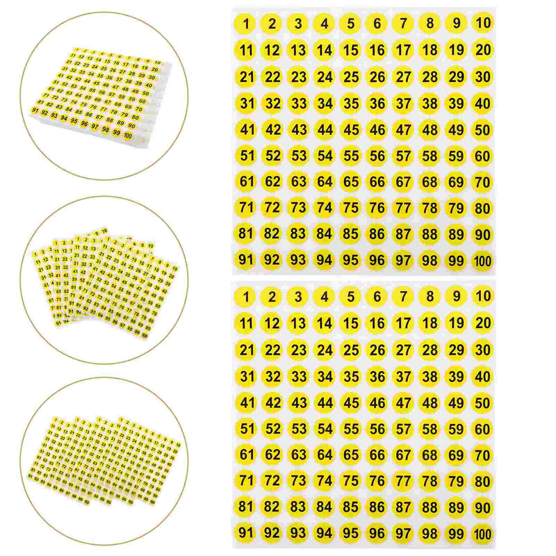 100 fogli adesivi digitali rotondi Multi-funzione numero adesivo numero etichette adesivo abbigliamento