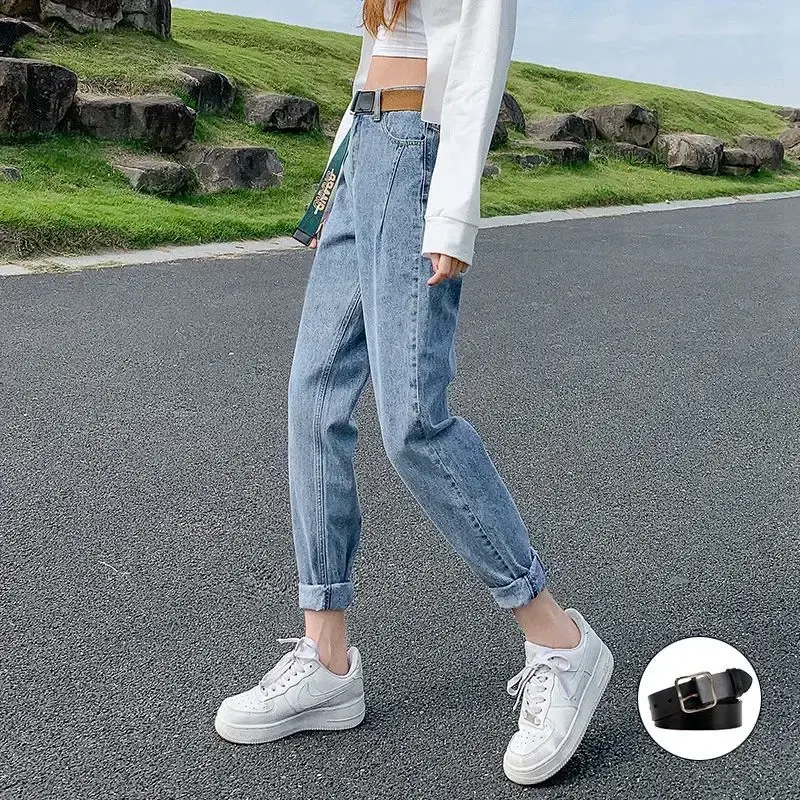 Harlan – jeans taille haute pour femmes, nouvelle version coréenne pour étudiantes, pantalon papa ample et fin, droit, printemps et automne 2021
