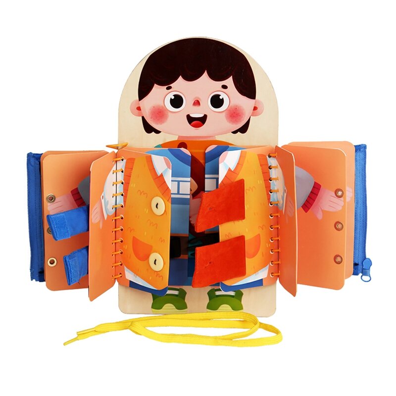 1 Piece Multi-Layer Wooden Busy Board Kindergarten Practice Dressing And Hands-On Ability Early Education Toy