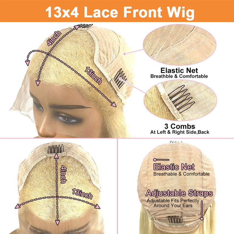 Wig 13X4 lurus HD transparan renda depan untuk wanita warna alami rambut Remy Brasil Wig Bob pra pencabutan renda Wig Frontal