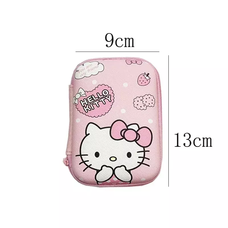 Hello Kitty Sanrio Anime Collection Card Storage Box Headphones Hard Case Earphone Bag Waterproof Data Cable Protection Bags