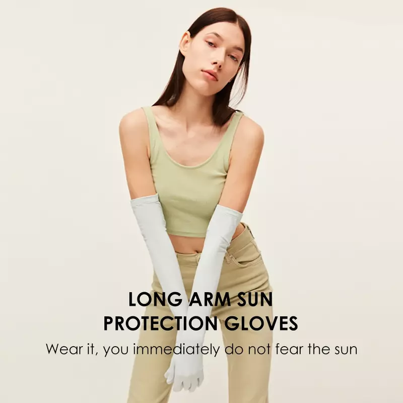 OhSunny-guantes largos para deportes al aire libre, mangas Anti-UV flexibles, protección solar UPF 50 +, ligeros, suaves, para conducir, ciclismo y Golf