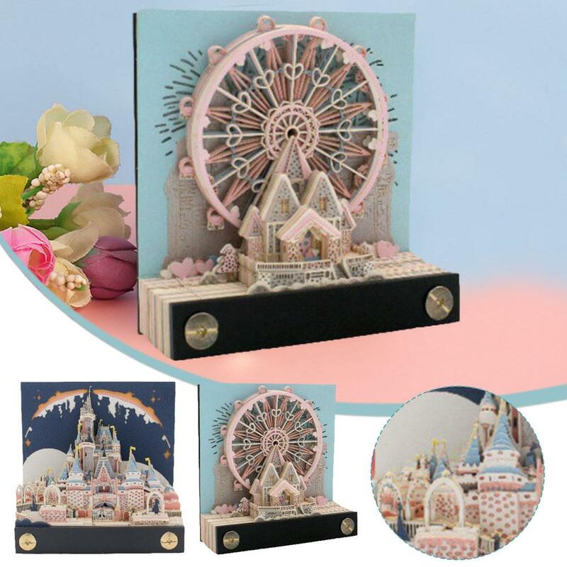 1PC Paper Carving Calendar Three-dimensional Pad Table New Desk With 2024 Magic Calendar Weekly Calendar Box 3D Gifts Notep T2S3