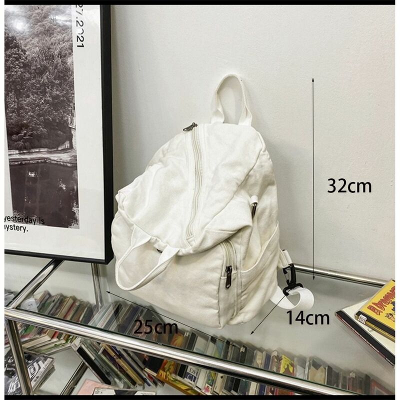 Solid Color Canvas Backpack Travel Canvas Multi-purpose Travel Bag Large Capacity School Bag for Students Women Men
