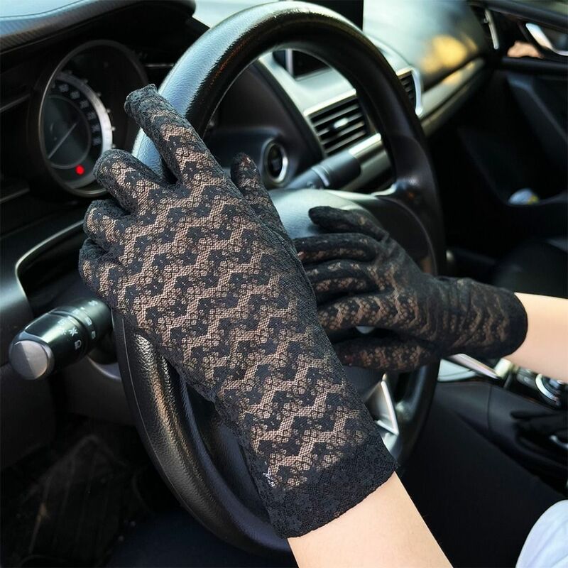 Guantes finos de protección solar para mujer, manoplas de dedo completo, Anti-UV, para conducción, Verano