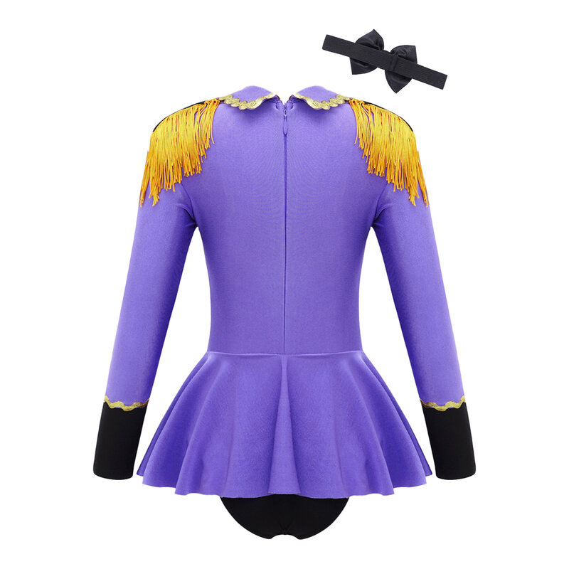 ドローイング-長袖の女の子のコスプレジャンプスーツ,ボタン付きの対照的な色のパッチワークのスーツ