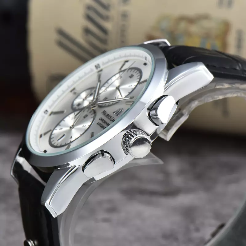 Maxi LACROIX Watch Ben Tao Series cronografo a tre occhi Fashion Casual Luxury Leather orologio da uomo Relogios Masculinos