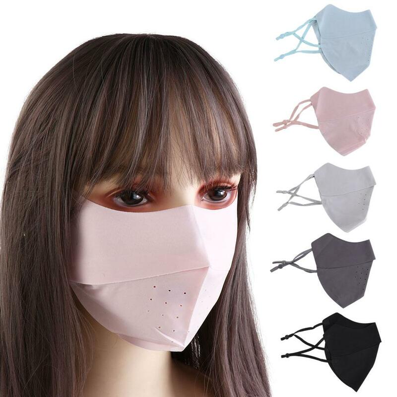Máscara Facial de Seda de Gelo Respirável, Anti-poeira Face Cover, Proteção Solar, Corrida, Esportes, Verão