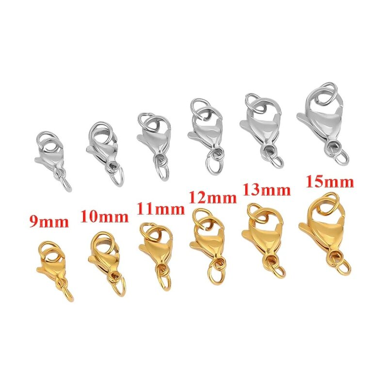 25Pcs Stainless Steel Lobster Clasps Jump Rings Hooks Connector Bracelet Necklace Chains DIY Jewelry Making Findings Supplies