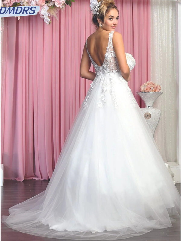 Sexy Deep V-neck Evening Dress 2024 Elegant Backless Prom Gown Charming A-line Evening Gowns Vestidos De Novia