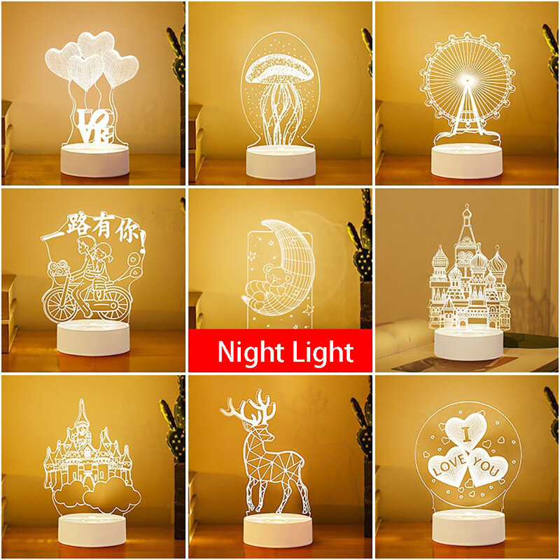 المزاج ضوء USB لوحة الاكريليك ضوء الليل ضوء الإبداعية مصابيح رومانسية Led الإضاءة أنيمي مصباح مصباح الليل للأطفال مصابيح هدية