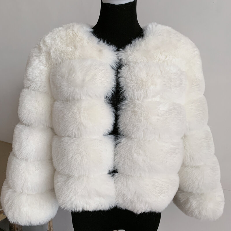 Женское пальто из искусственного меха, осенне-зимнее высококачественное пальто из искусственного лисьего меха, пушистое пальто, элегантная женская одежда из искусственного меха размером 7xl