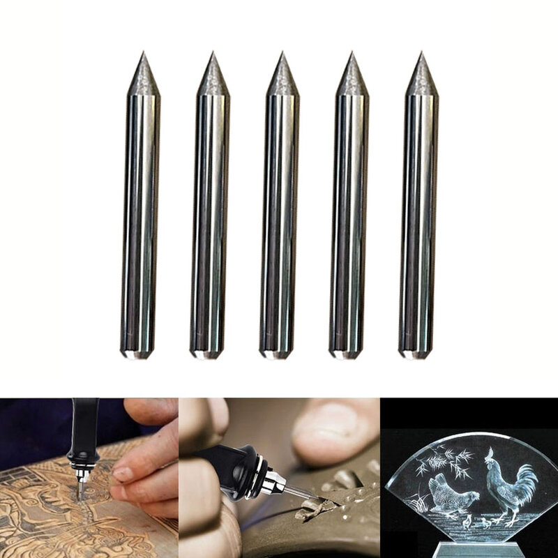 5 pezzi punte per incisore in metallo duro penne per incisione elettrica e aghi per incisione in acciaio al tungsteno per metallo/giada/vetro/plastica/marmo/legno