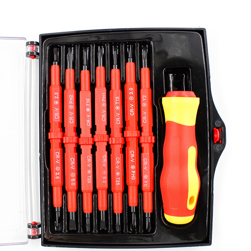 Insulated Screwdriver Set Precision Removable Magnetic Bits Torx Hex Slotted Phillips Household Repair Hand Tool
