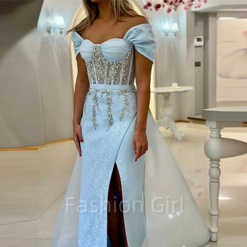 Elegant Blue Mermaid Dresses Beading Tiered Pleated Sweetheart  Prom Dress Ball Gown Formal Evening Long Luxury Cocktail 2024