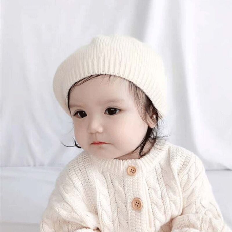 Vintage Outdoor Woolen Children Accessories Infant Autumn Winter Baby Hat Berets Hat Girl Bonnet Knitted Cap