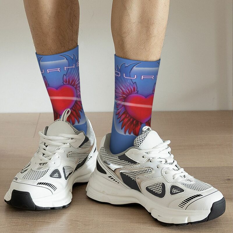 ถุงเท้าผู้ชายลายตลกมีความสุขสำหรับการเดินทางวงดนตรีร็อคทัวร์2024นุ่มมีปีกชุดเดรสถุงเท้าใส่ได้ทุกฤดู