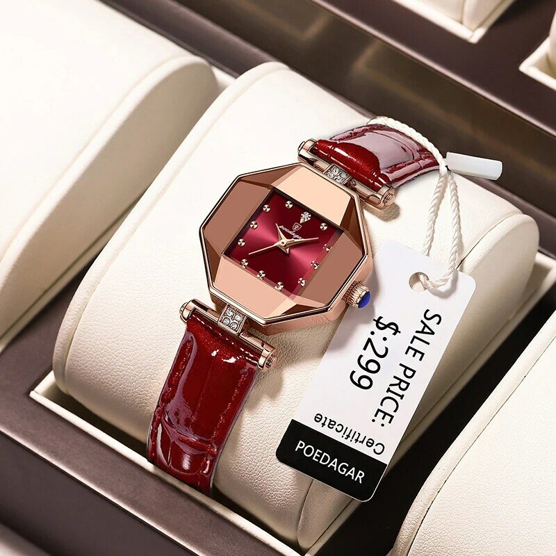 Kobiety oglądają małe tarcze modne skórzane luksusowe kwadratowe diamentowe kwarcowe zegarki damskie marki wodoodporny zegar Relógio Feminino
