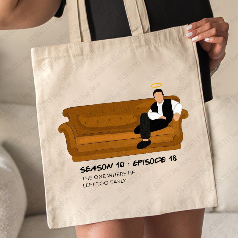 New Chandler Bing Pattern Tote Bag  Canvas Shoulder Bags for Best Friend Women's Reusable Shopping Bag Gift for TV Lovers