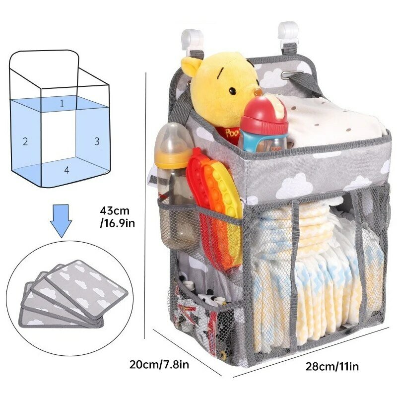 다기능 침대 레일 보관 가방, 아기 기저귀 장난감 병 의류 보관 가방, 액세서리 1 개