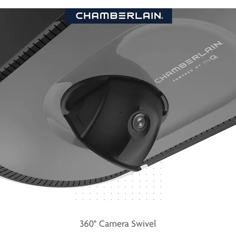 Chamberlain ที่เปิดประตูโรงรถอัจฉริยะ, B6753T สตรีมมิ่งวิดีโอและไฟ LED มุมขั้นสูงควบคุมด้วยสมาร์ทโฟน myq-ultra