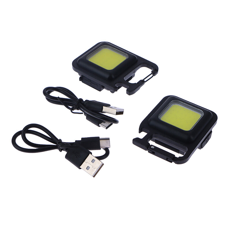 Senter LED Mini Portabel Multifungsi, lampu gantungan kunci saku dapat diisi daya USB luar ruangan tahan air lentera berkemah darurat