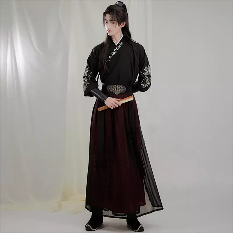 Disfraz de espadachín de la Dinastía Han para hombre, traje de Hanfu chino bordado de S-3XL, Túnica Oriental antigua para fiesta temática