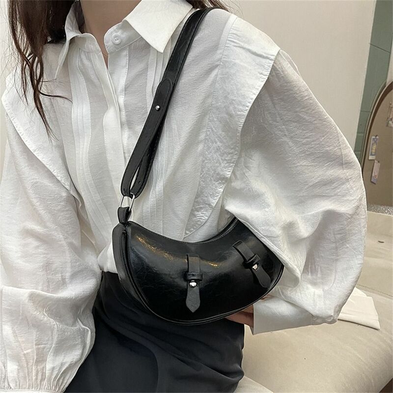 Torba na ramię ze skóry PU moda jednolity kolor torebki o dużej pojemności miękkie torby pod pachami kobiety kobiety