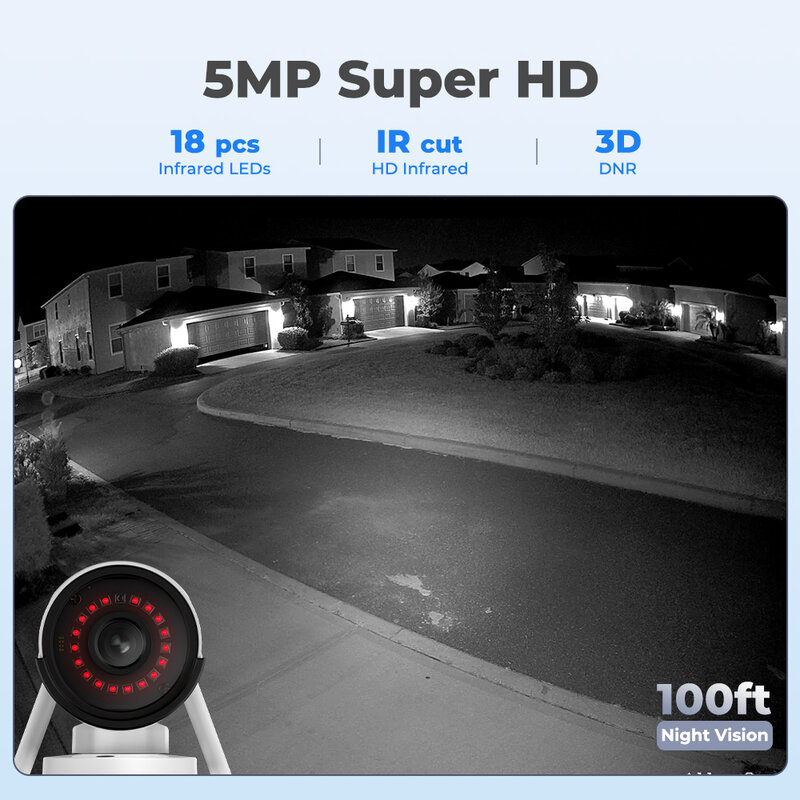 Caméra WiFi de détection humaine et de voiture 5MP, vision nocturne 2.4G/5 mesurz, fente pour carte SD Onvif 256 Go, étanche Smart Home Cam RLC-510WA
