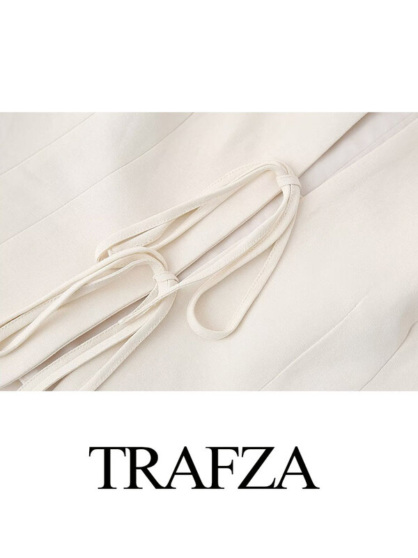 TRAFZA-Gilets évidés à col rond pour femmes, Décoration à lacets, ChimSolid, Streetwear féminin, Mode estivale, 2024