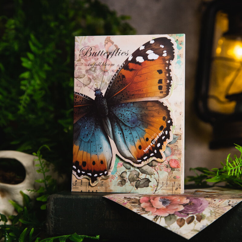 30 fogli farfalla in Full Bloom Series Vintage Butterfly Flower Material Paper Creative DIY Junk Journal Collage Stationery